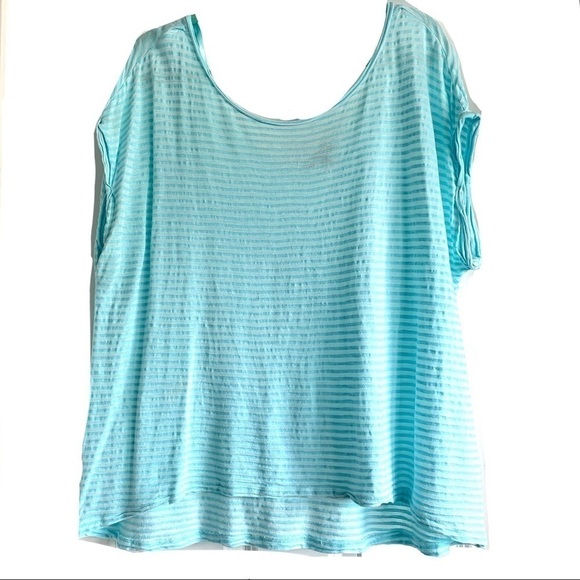 Banana Republic Blue Stripe Short Sleeve Oversized Lightweight Shirt size Large - Picture 1 of 8